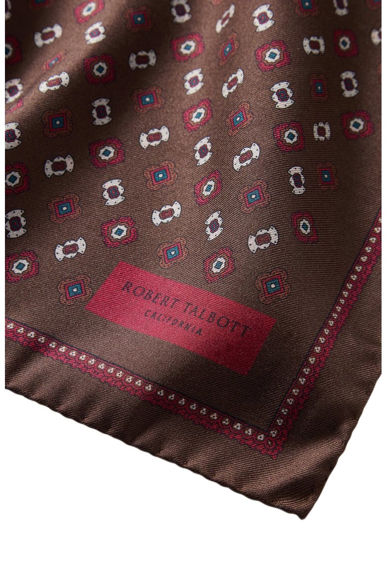 Paisley Collins Double Print Pocket Square, Alternate, color, Brown Multi