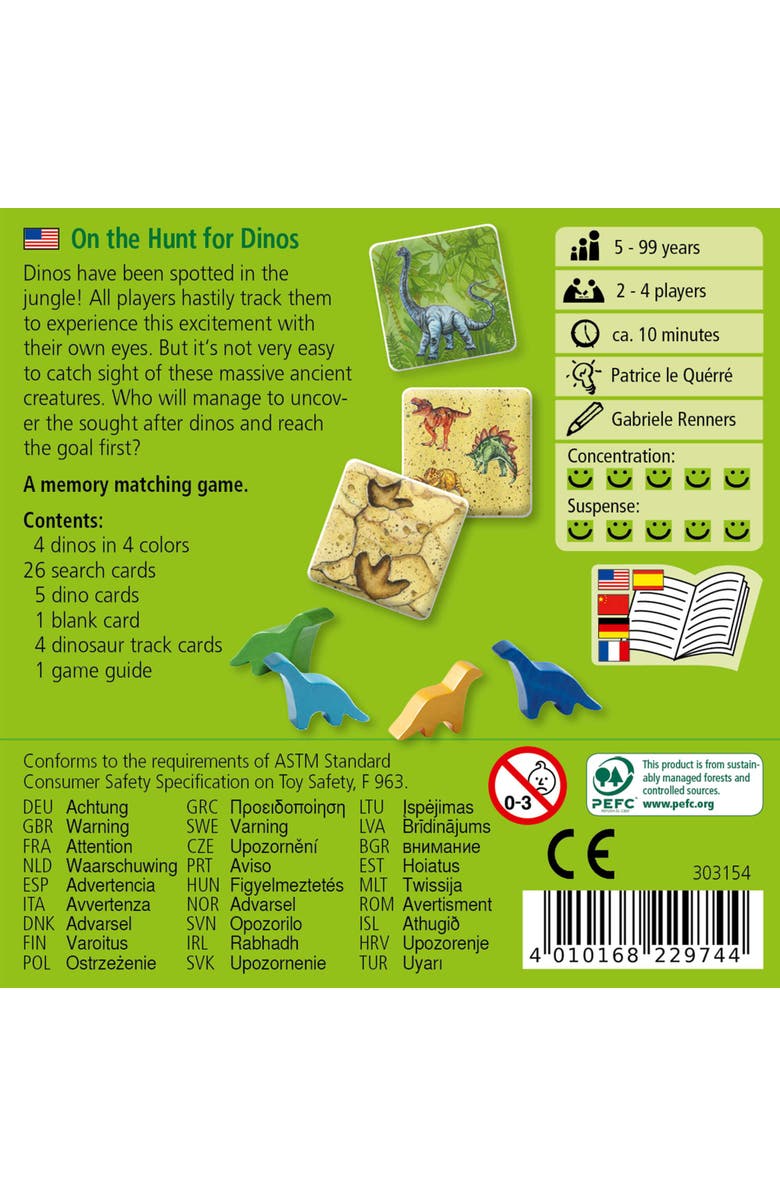HABA On the Hunt for Dinos Mini Game - Perfect Dinosaur Toys & Fun Family Board Games for Kids 5+, Ideal Kids Travel Games, Alternate, color, Multi