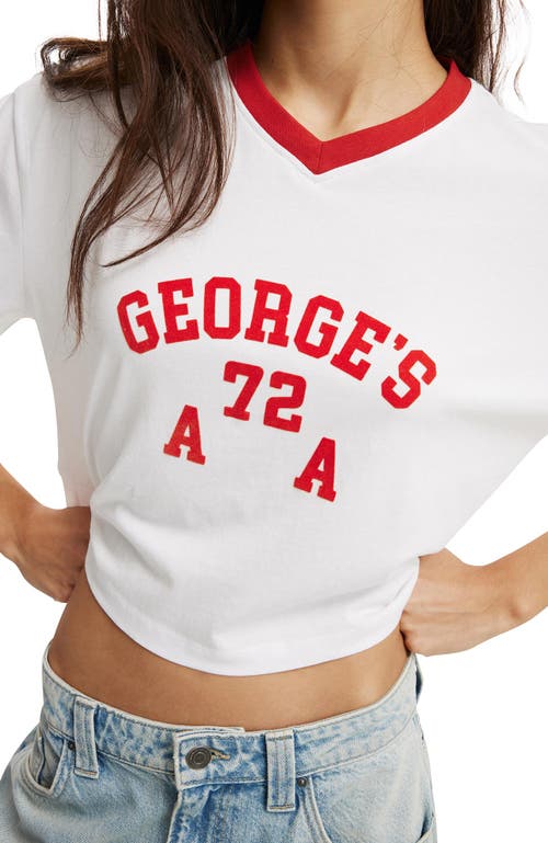 Shop Cotton On V Neck Boxy Crop Graphic Tee In Georges 72 White