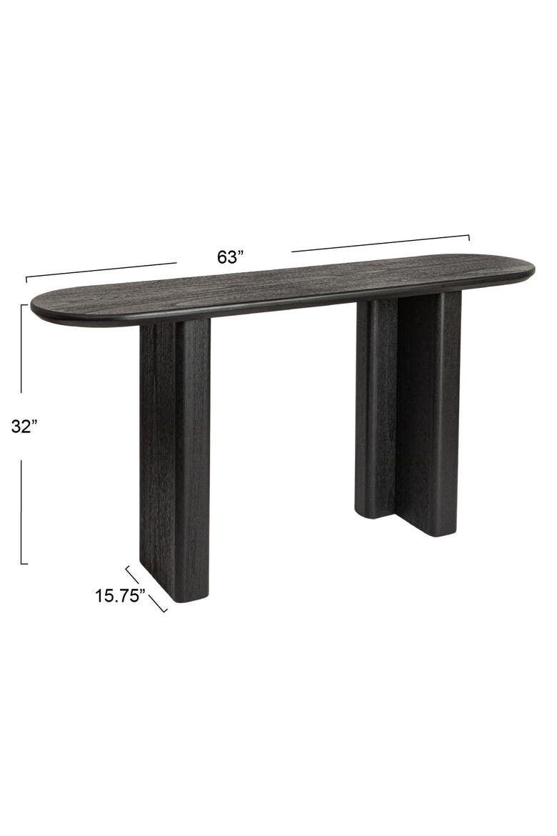 Asymmetrical Firwood and Sycamore Wood Console Table, Black, Alternate, color, Black