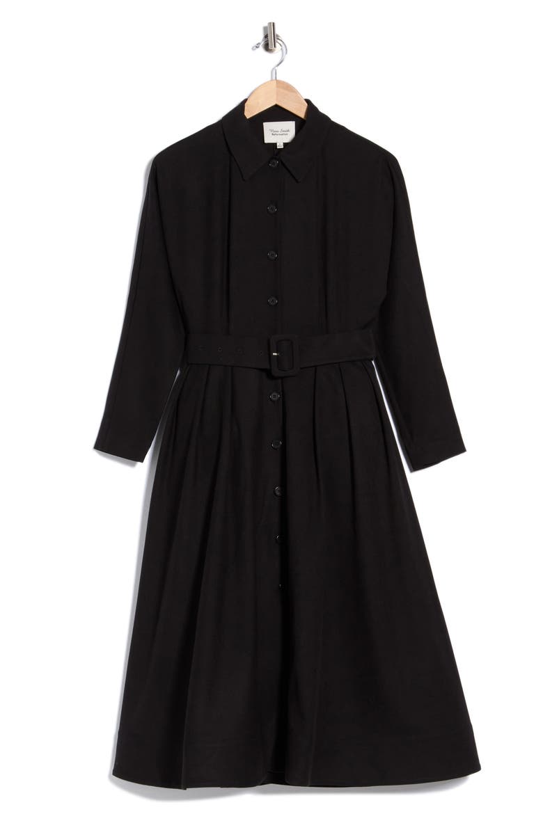 Vow Belted Midi Dress, Alternate, color, BLACK