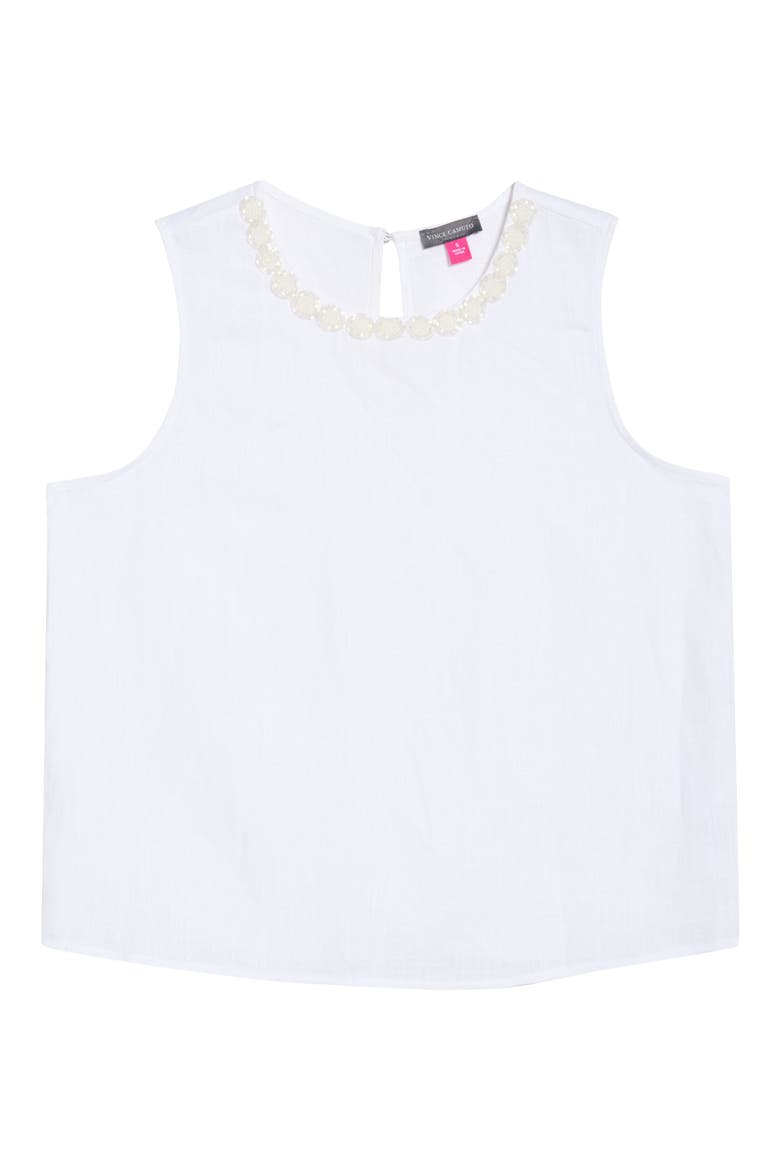 Rosette Neckline Sleeveless Top, Alternate, color, ULTRA WHITE