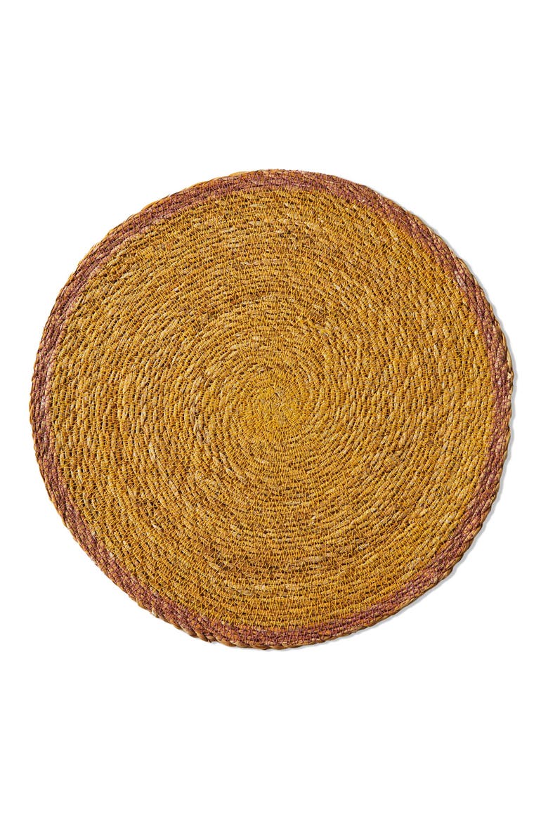 Overstitch Seagrass Placemat Red Wipe Clean Everyday Use 15x15 Inches, Main, color, Yellow