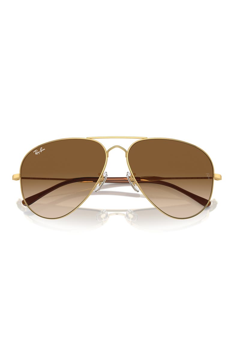 Old Aviator 58mm Gradient Sunglasses, Alternate, color, GOLD FLASH