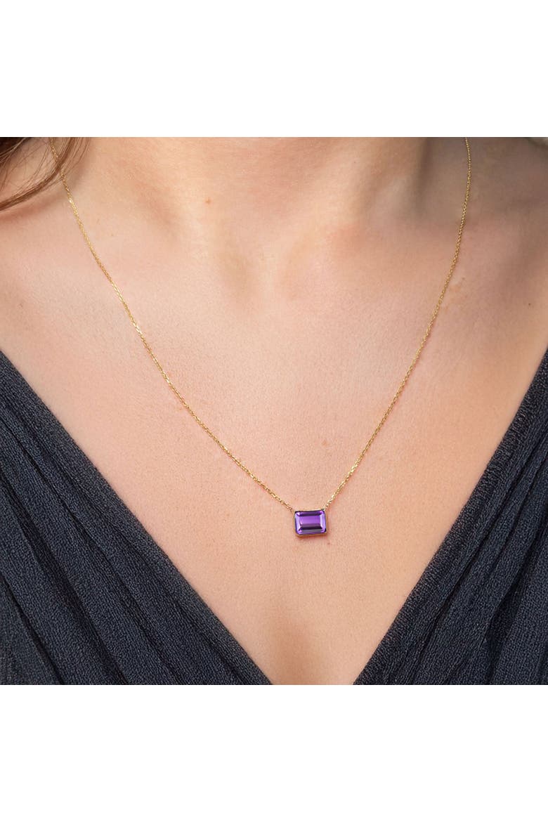 Amethyst Emerald Cut Single Bezel Necklace, Alternate, color, Amethyst