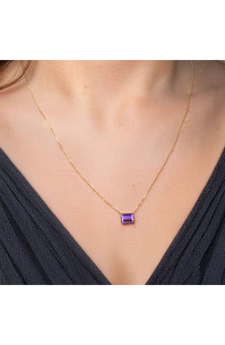 The Lovery Fine Jewelry Amethyst Emerald Cut Single Bezel Necklace, Alternate, color, Amethyst