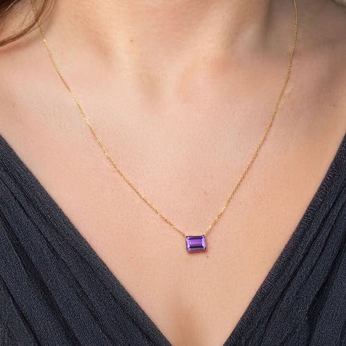 The Lovery Fine Jewelry Amethyst Emerald Cut Single Bezel Necklace In Purple