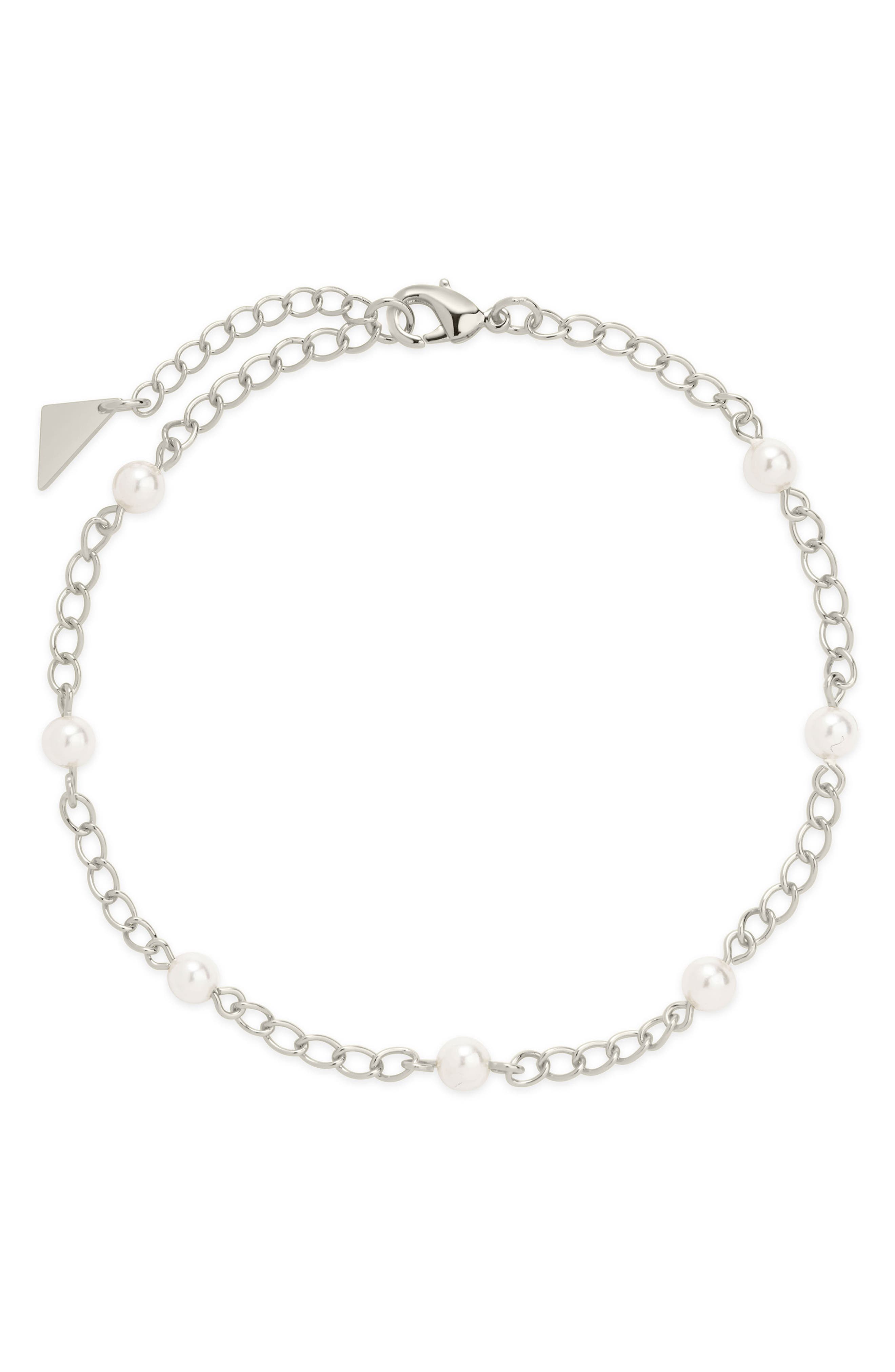 Sterling Forever Coast Imitation Pearl Anklet