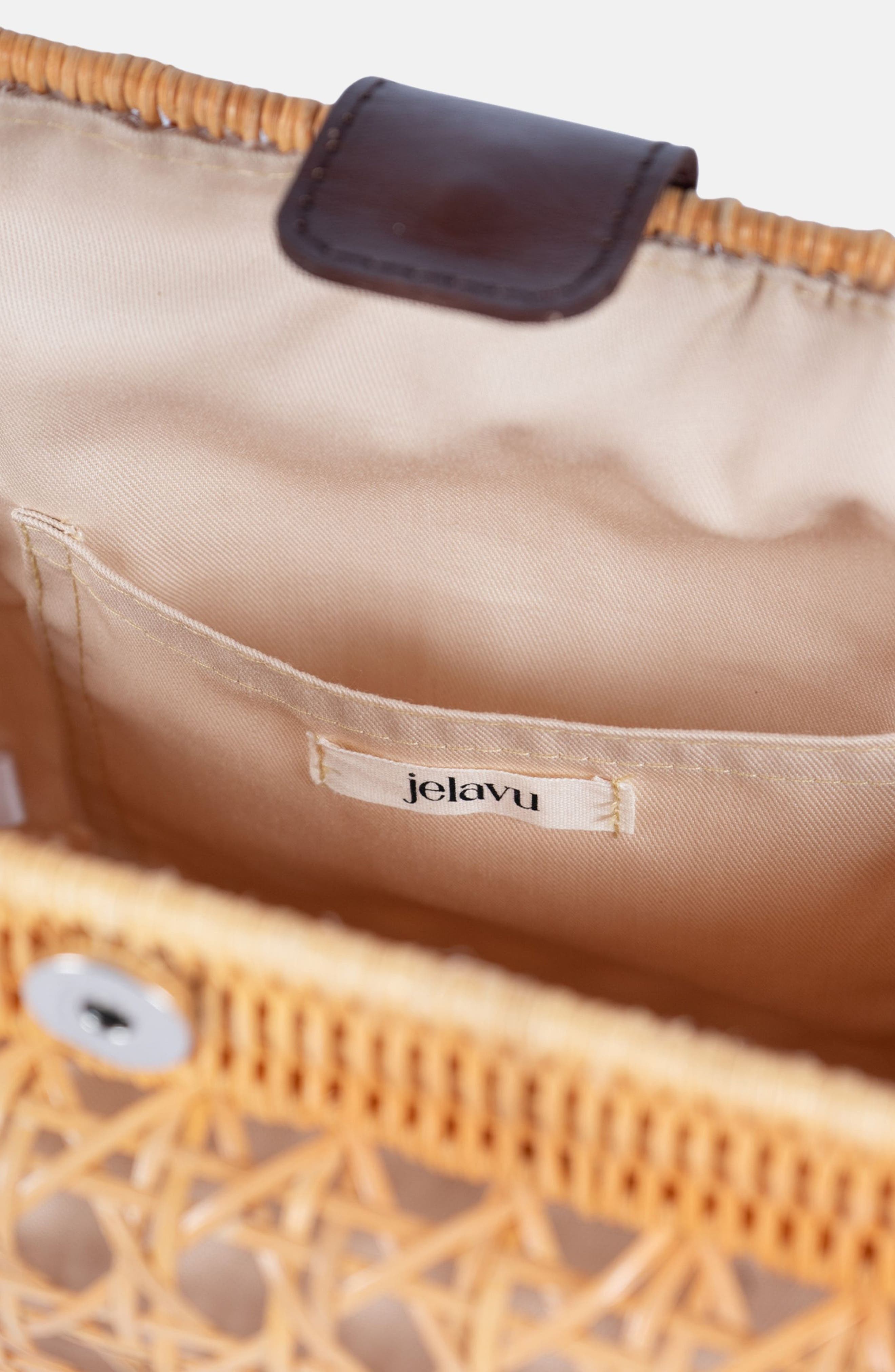 Jelavu Faux Pearl Top Handle Rattan Bag, Alternate, color, Natural