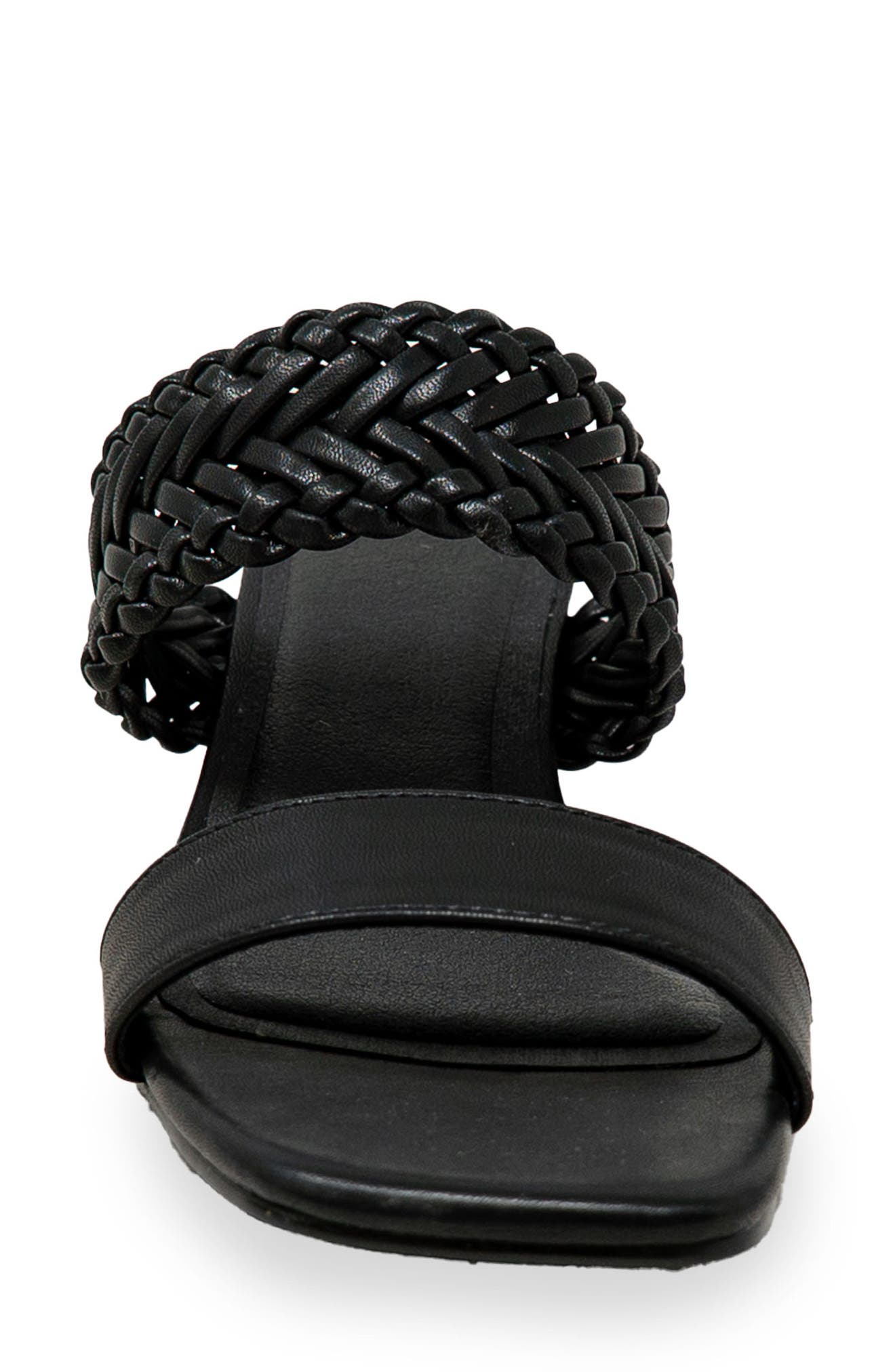 CHASE AND CHLOE Woven Double Strap Kitten Heel Sandal, Alternate, color, Black