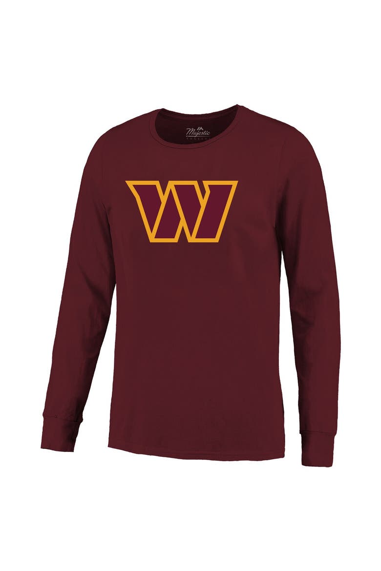 Men's Majestic Threads Jayden Daniels Burgundy Washington Commanders Name & Number Non-Distressed Long Sleeve T-Shirt, Alternate, color, Burgundy