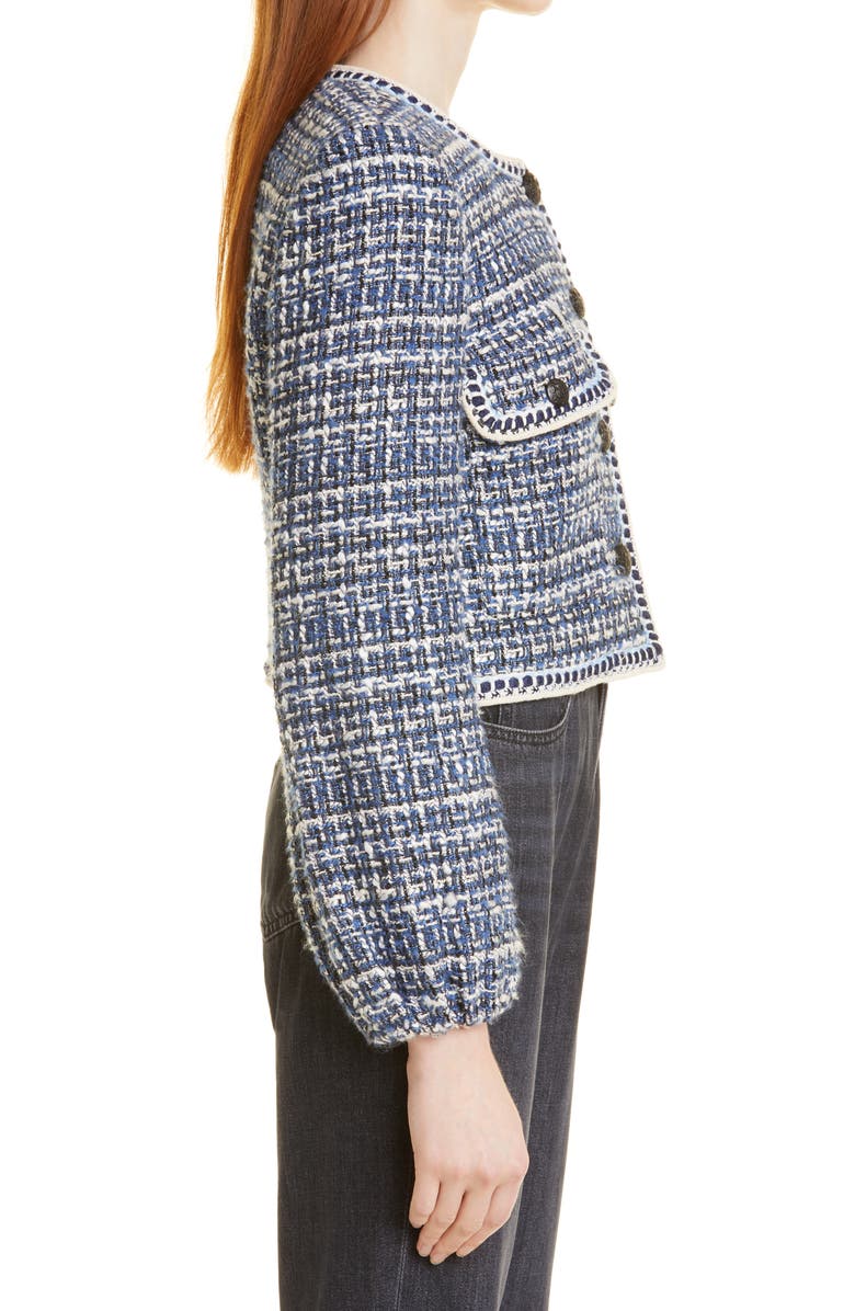 Veronica Beard Brim Cotton Blend Tweed Jacket, Alternate, color, Blue Multi