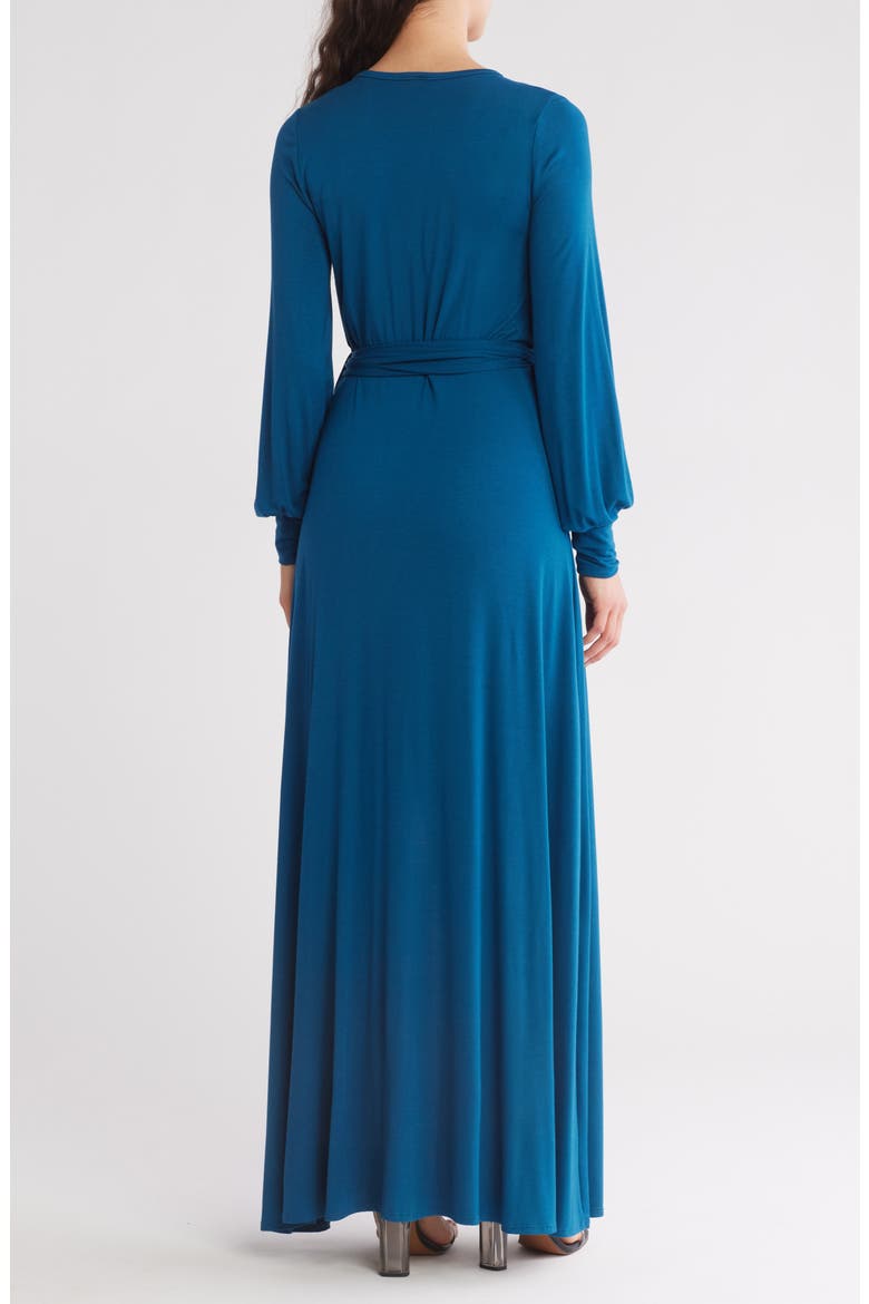 Long Sleeve Maxi Wrap Dress, Alternate, color, GIBRALTAR BLUE