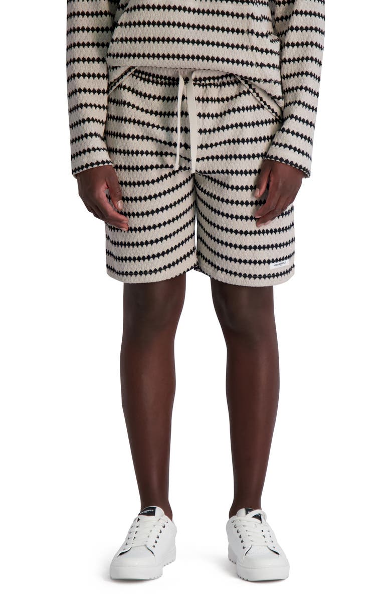 KARL LAGERFELD PARIS Stripe Knit Beach Shorts, Main, color, Tan