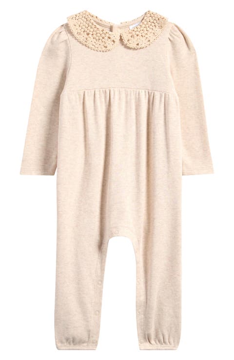 Lace Collar Cotton Jersey Romper (Baby)