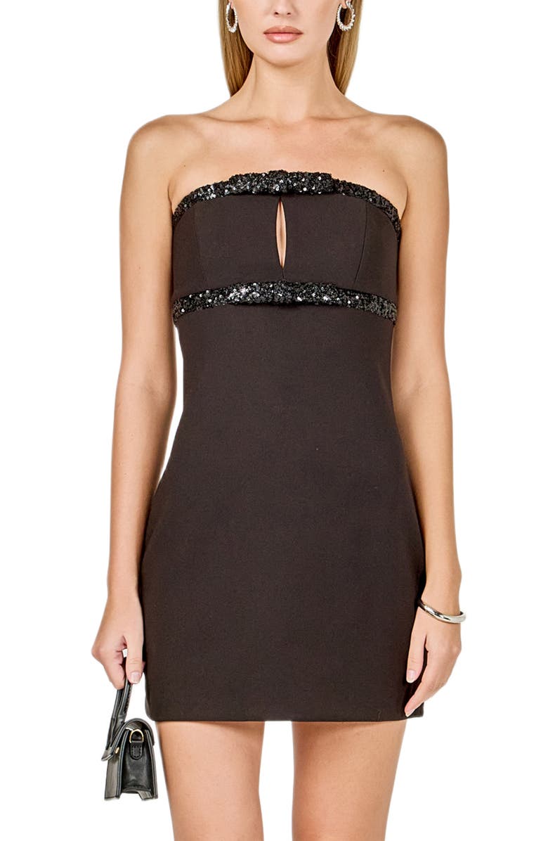 Endless Rose Sequin Strapless Minidress, Alternate, color, Black