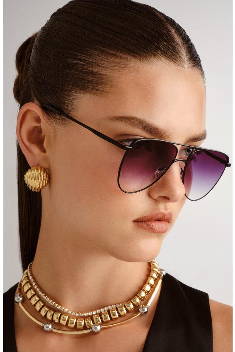 The Duke 57mm Aviator Sunglasses, Alternate, color, MATTE BLACK