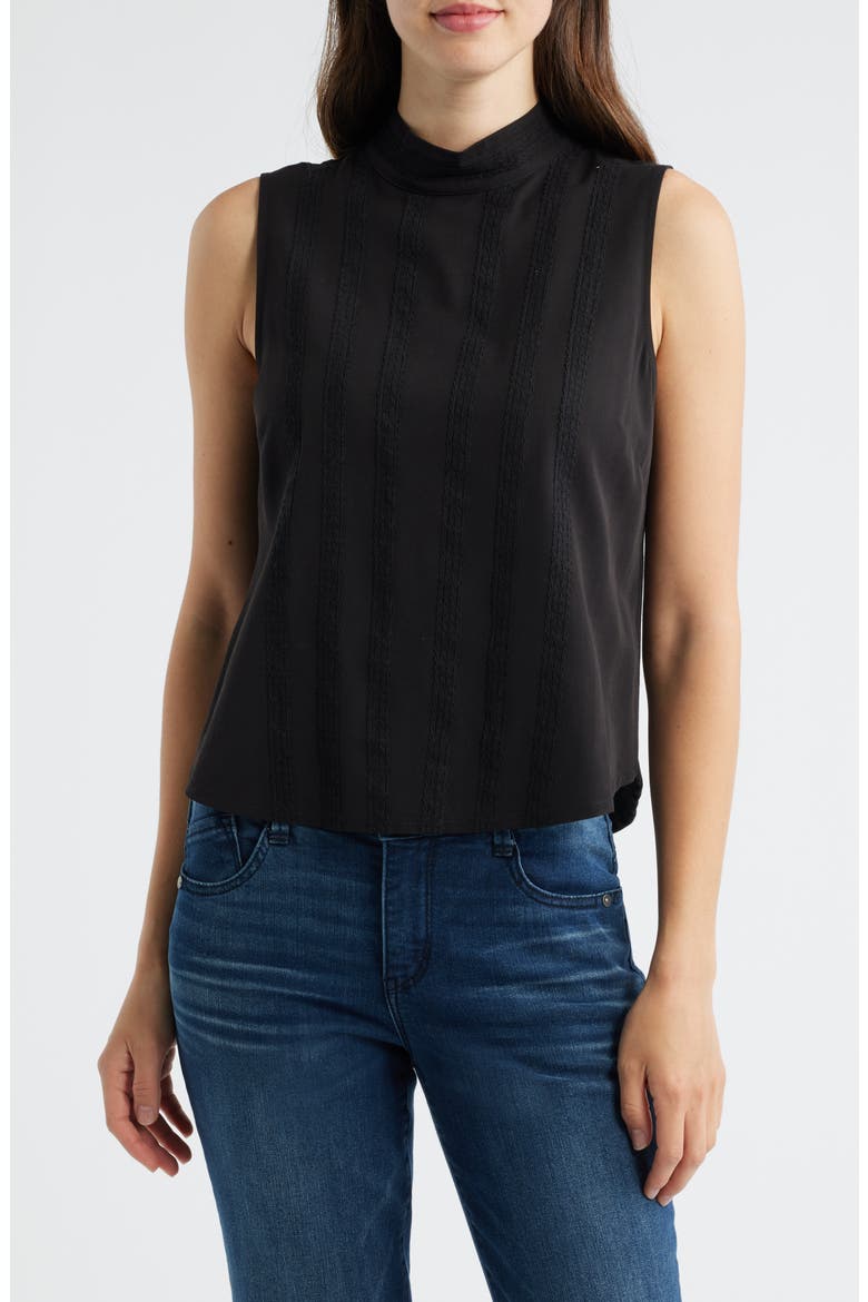 Sleeveless Mock Neck Shell, Main, color, BLACK