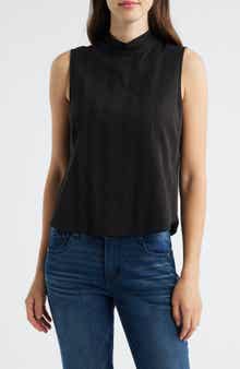 Sleeveless Mock Neck Shell