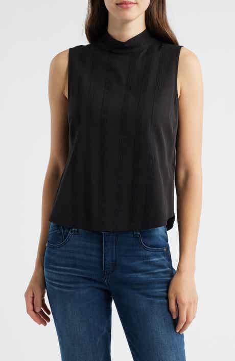 Sleeveless Mock Neck Shell