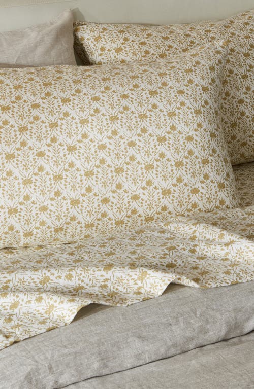 Patina Vie Maison Patine Vie Flannel Sheet Set In Geo Floral Mustard