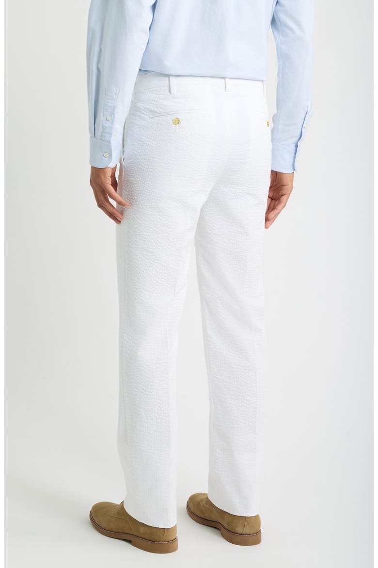 Flat Front Stripe Cotton Seersucker Pants, Alternate, color, WHITE