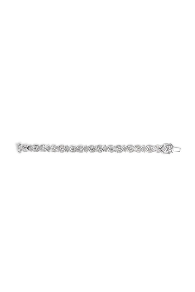 14K White Gold 8 1/5 Cttw Diamond Geometric Twisted Link Bracelet, Alternate, color, White Gold