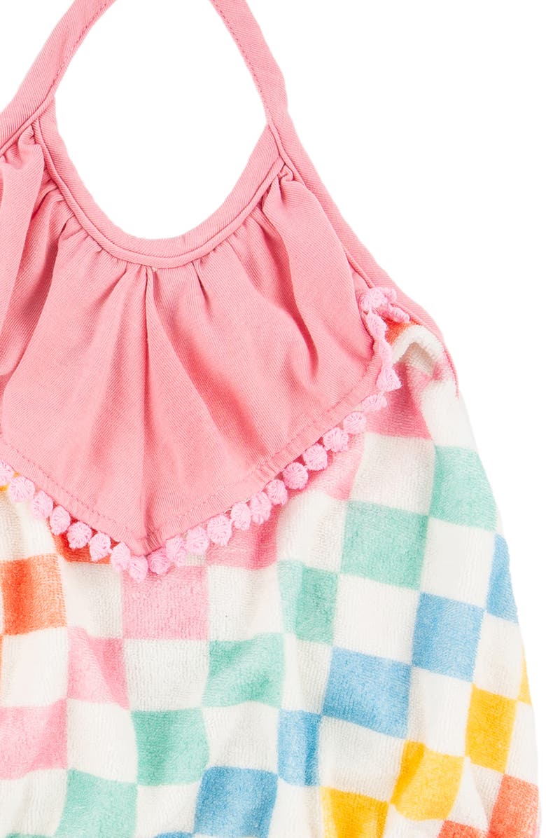 Miki Miette Star Check Print Cotton Terry Halter Bubble Romper, Alternate, color, 