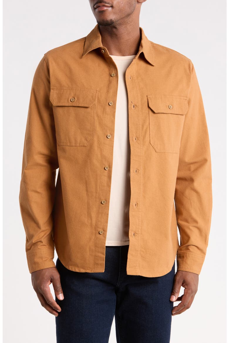 Solid Cotton Long Sleeve Shirt, Main, color, BROWN SUGAR