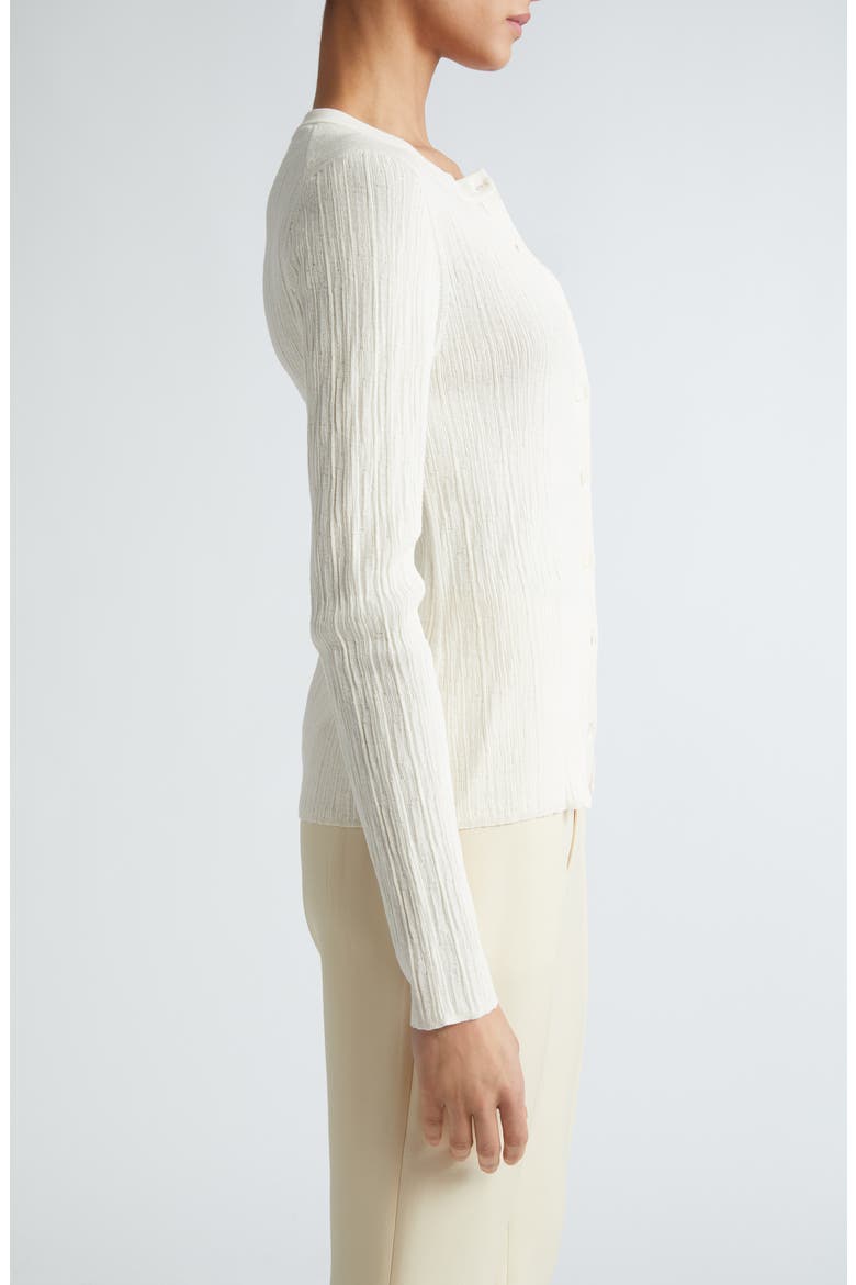 Fisher Rib Cotton Blend Cardigan, Alternate, color, WHITE