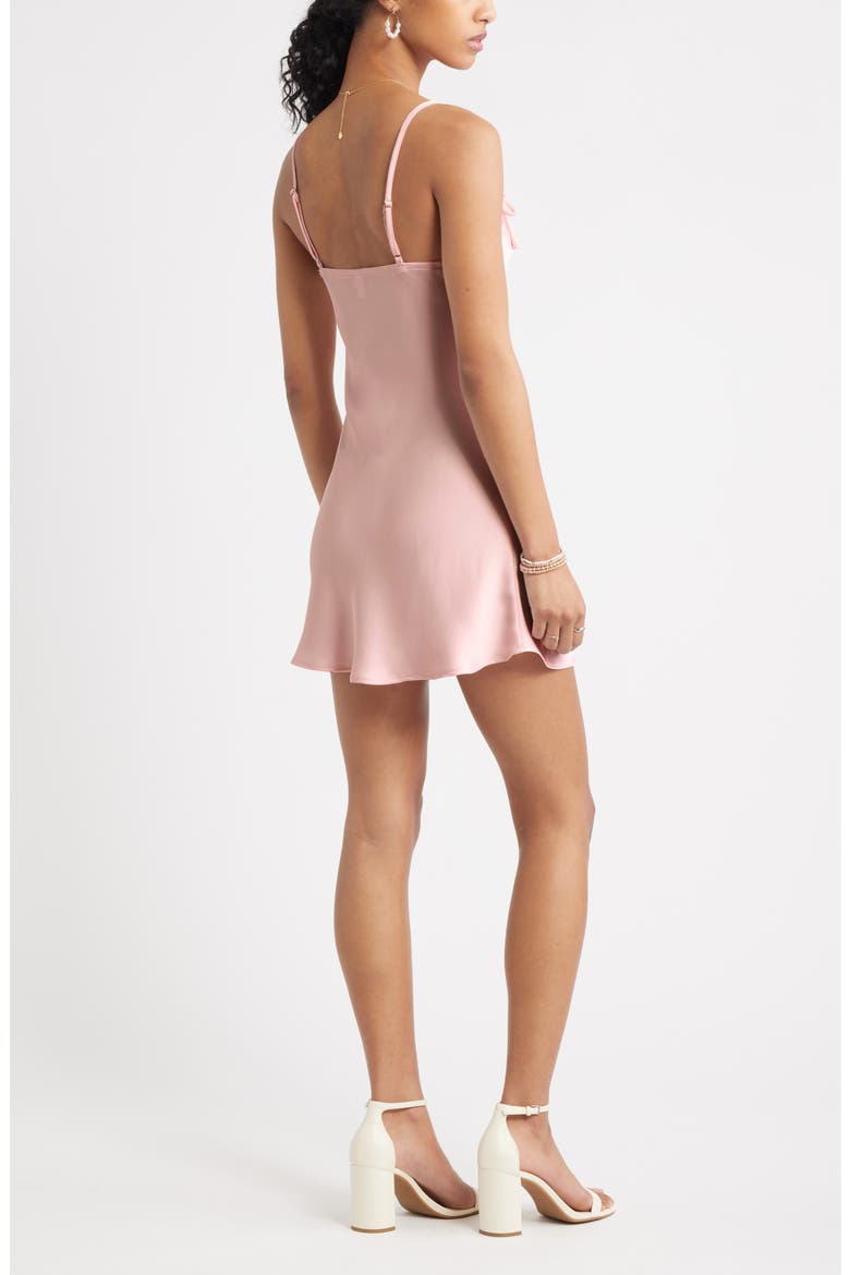 Bow Strap Satin Mini Slipdress, Alternate, color, PINK PRIMROSE