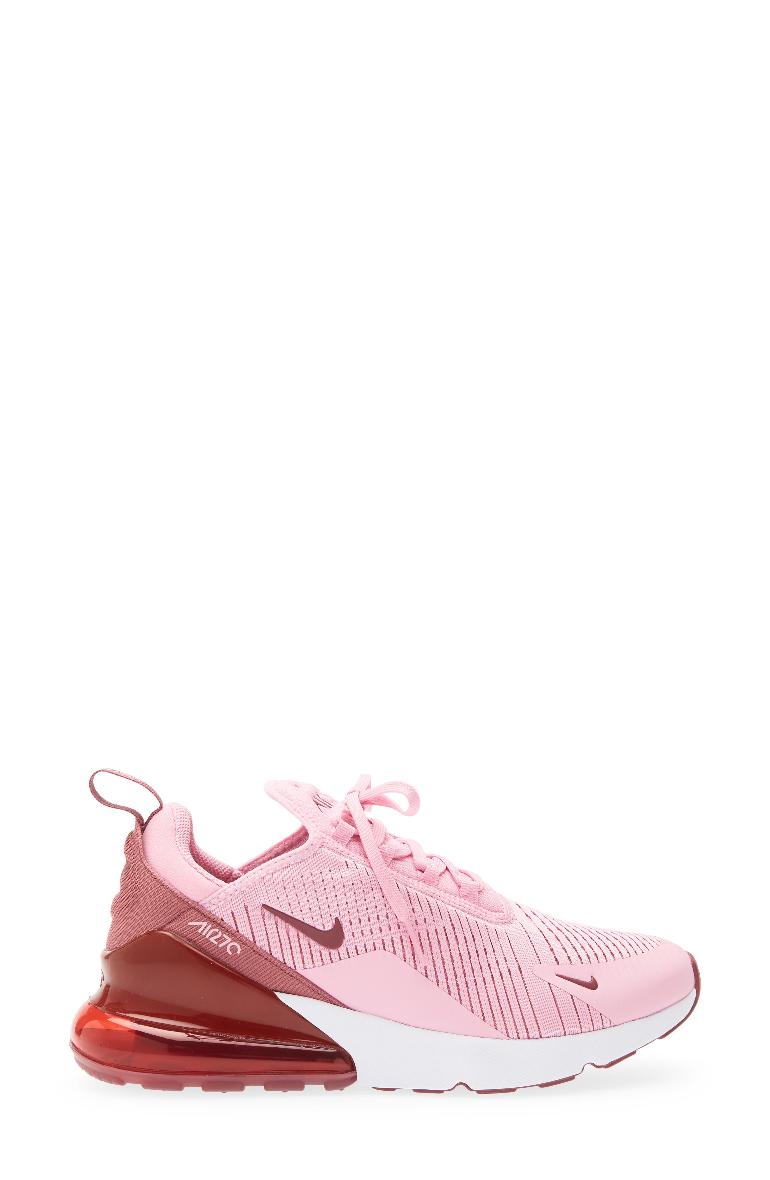 Air Max 270 Sneaker, Alternate, color, PINK RISE/ PINK-WHITE