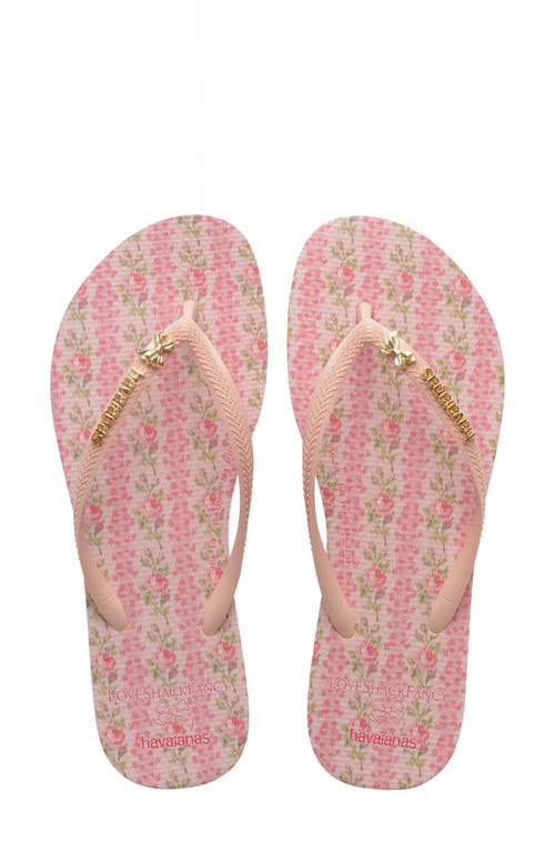 Havaianas X Loveshackfancy Slim Blooming Heirloom Flip Flop In Pink
