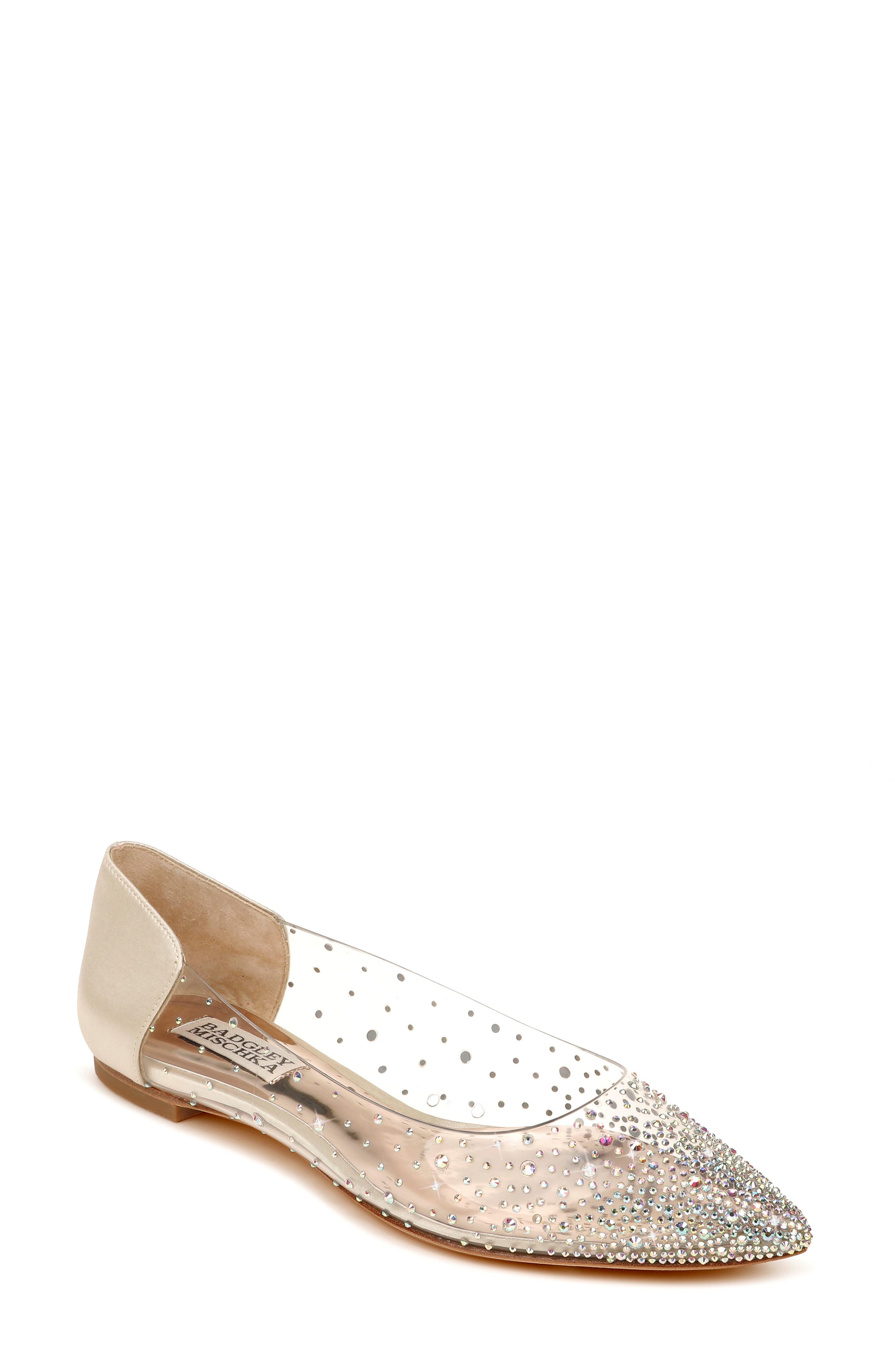 Gabi Embellished Pointed Toe Flat, Main, color, IVORY LEATHER