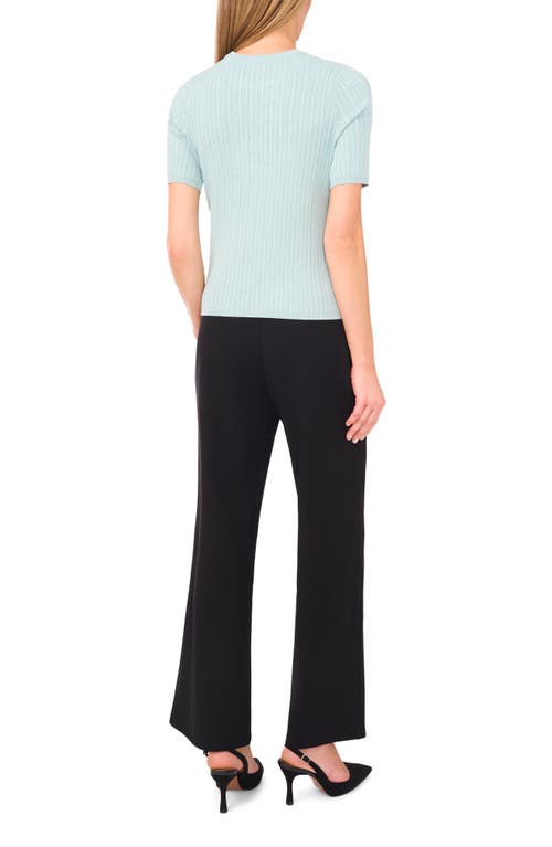 Halogenr Halogen(r) Pointelle Stitch Short Sleeve Sweater In Blue