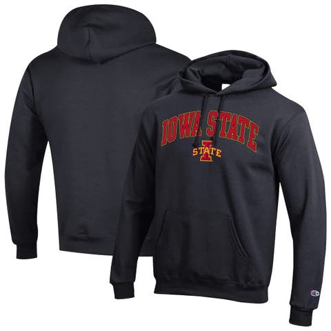 Men's Champion  Black Iowa State Cyclones Arched Logo Fleece Pullover Hoodie