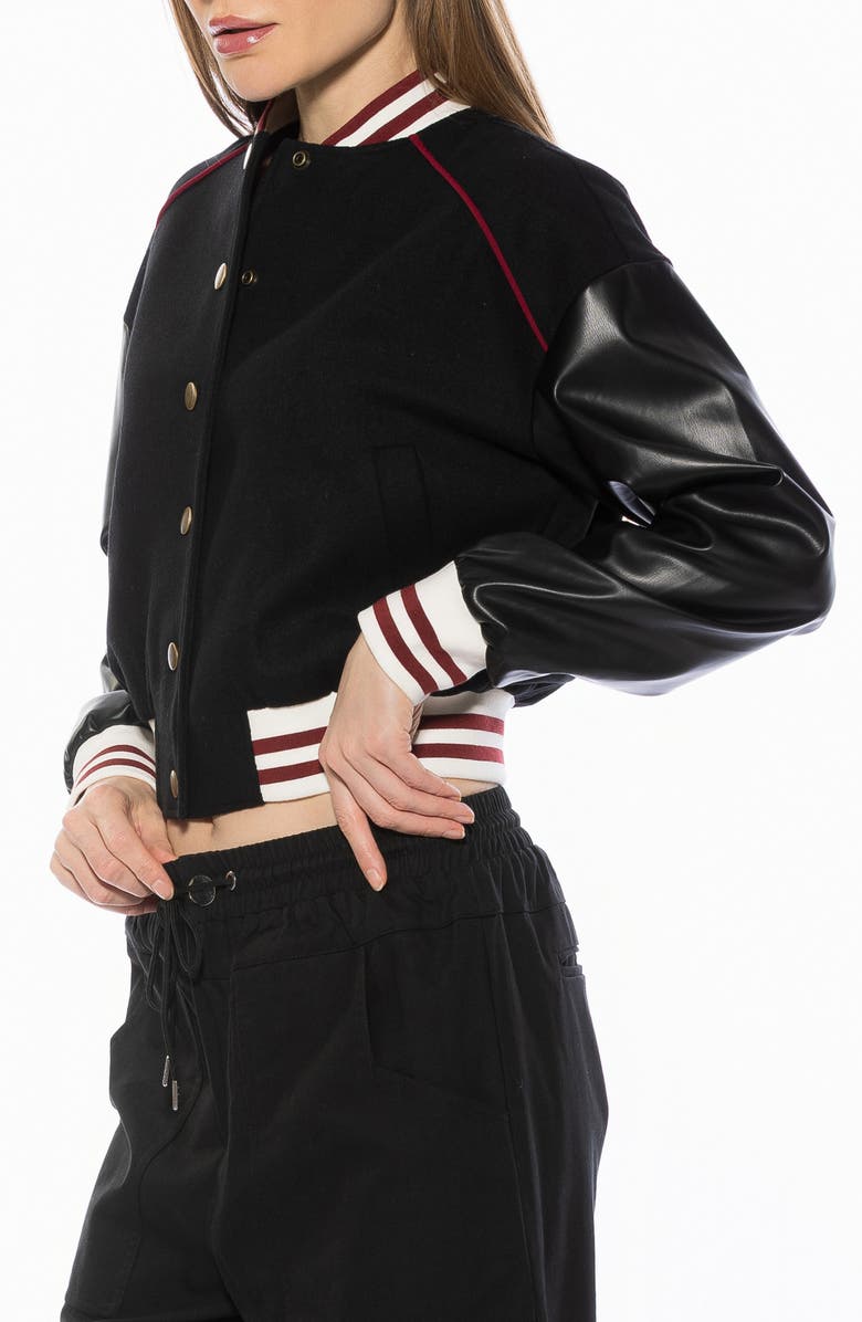 Alexia Admor Ciela Varsity Bomber Jacket, Alternate, color, Black