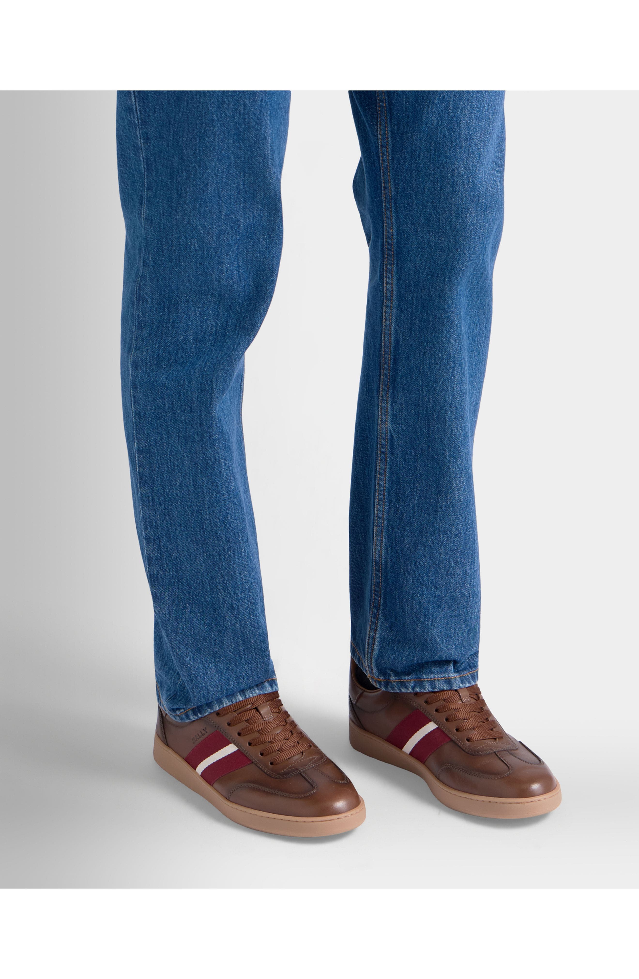 Bally Retro Crest Sneaker In Brushed Leather, Alternate, color, Brown