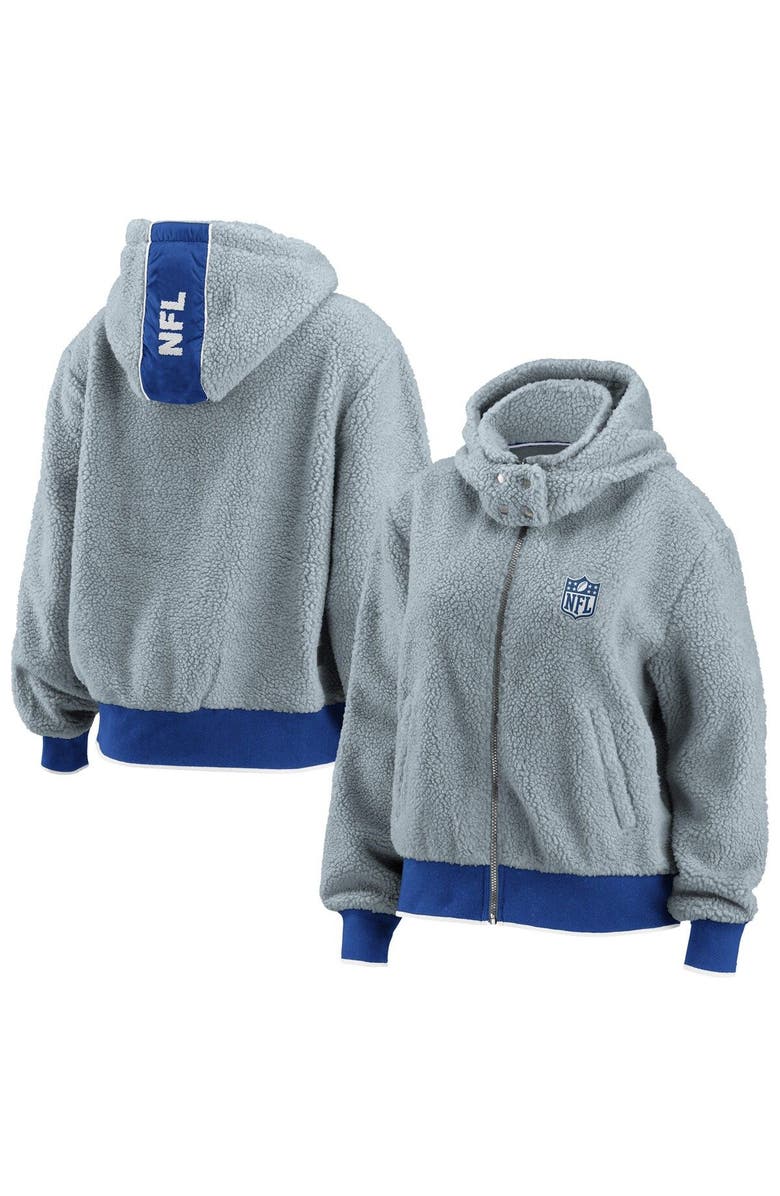 WEAR by Erin Andrews Women's WEAR by Erin Andrews Gray NFL Sherpa Full-Zip Hoodie Jacket, Alternate, color, 