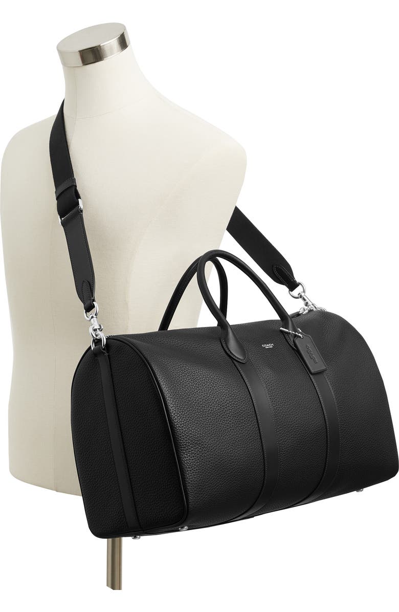 COACH Compass 45 Leather Duffle Bag, Alternate, color, Black