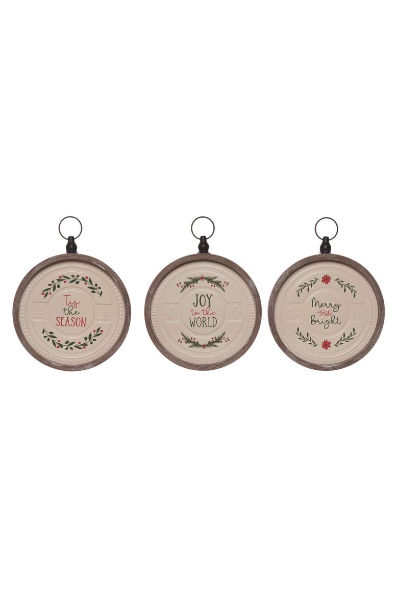 Transpac MDF Merry and Bright Signs Set of 3 Christmas Decor, Main, color, 
