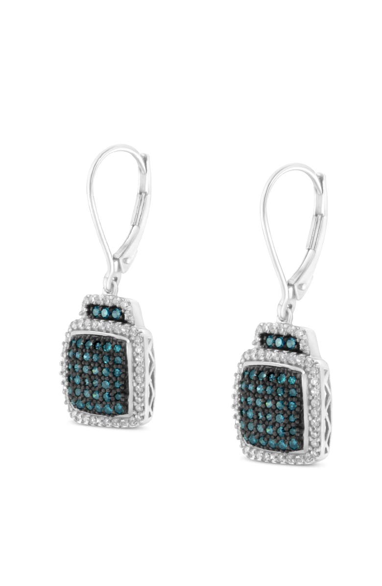 Haus of Brilliance Black Rhodium over Silver 3/4 Ct Blue and White Diamond Dangle Earrings, Alternate, color, White