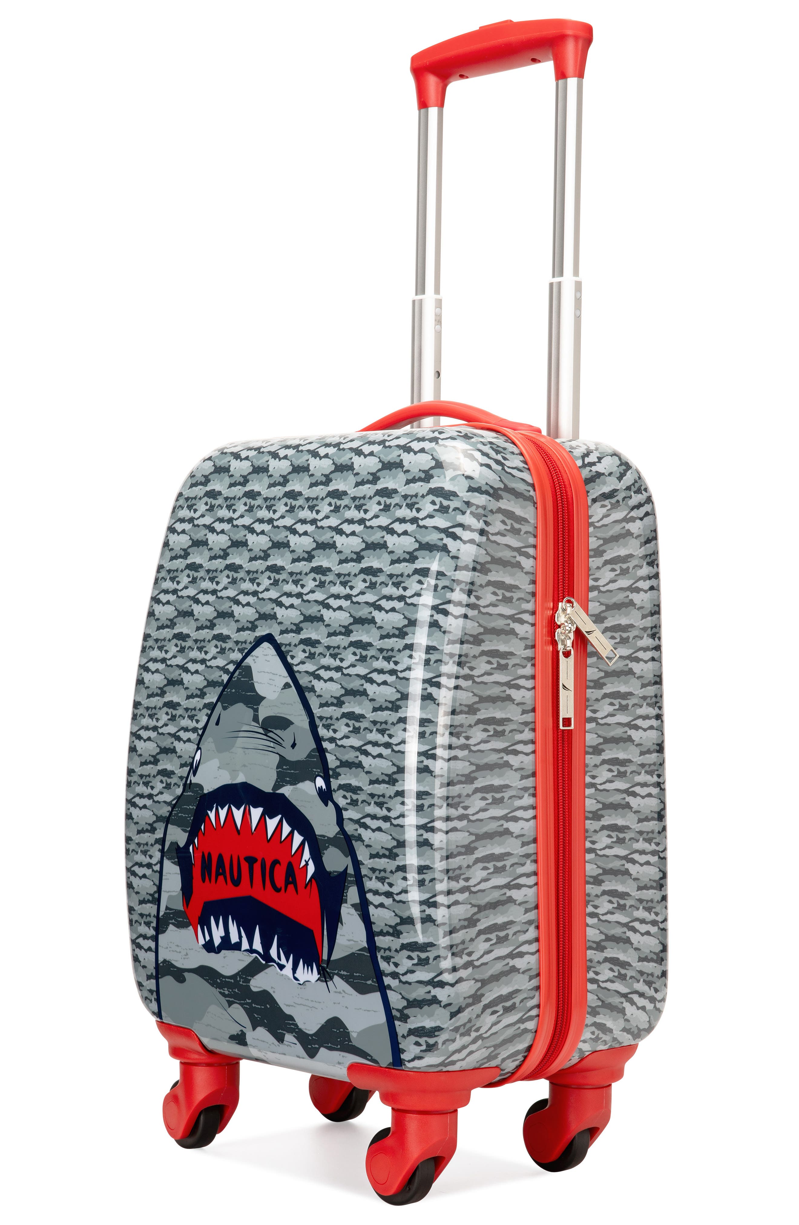 Nautica Adventure Airline Approved Carry On Suitcase, Main, color, Shark Attack