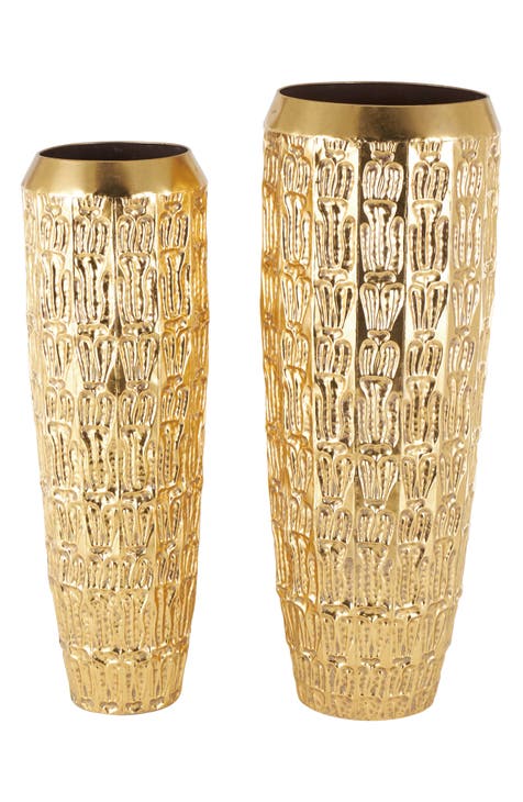 Set of 2 Textured Vases