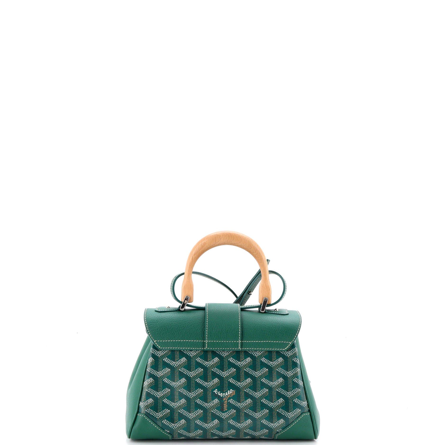 Pre-Owned Goyard Saigon Top Handle Bag Coated Canvas with Leather Mini, Alternate, color, Green