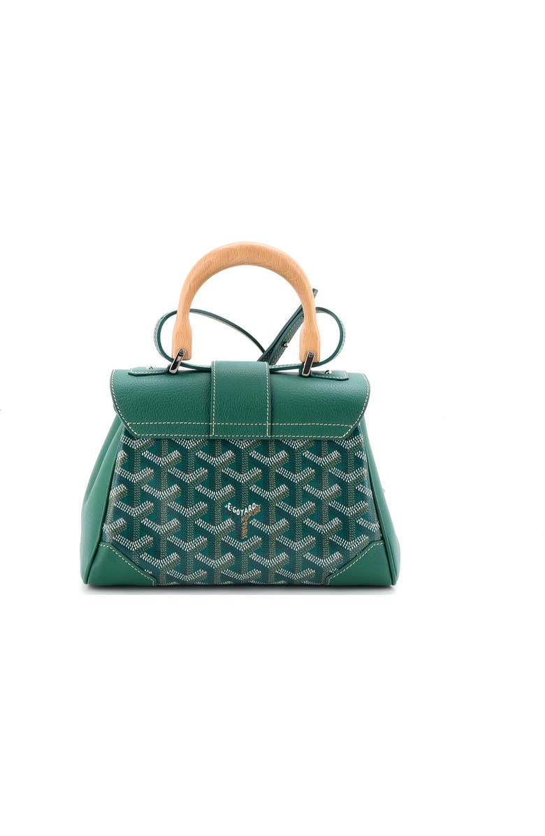 Pre-Owned Goyard Saigon Top Handle Bag Coated Canvas with Leather Mini, Alternate, color, Green