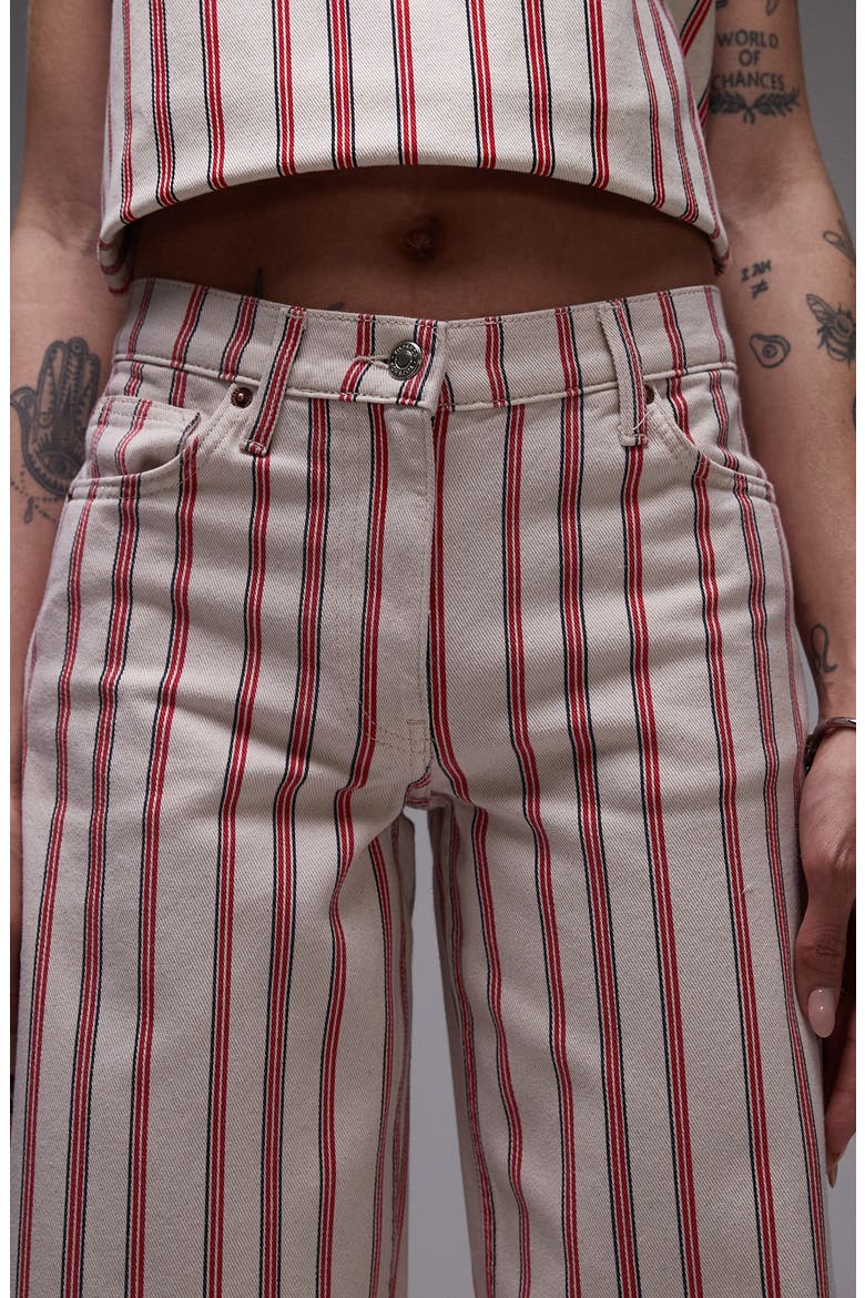 Stripe Mid Rise Wide Leg Jeans, Alternate, color, RED MULTI