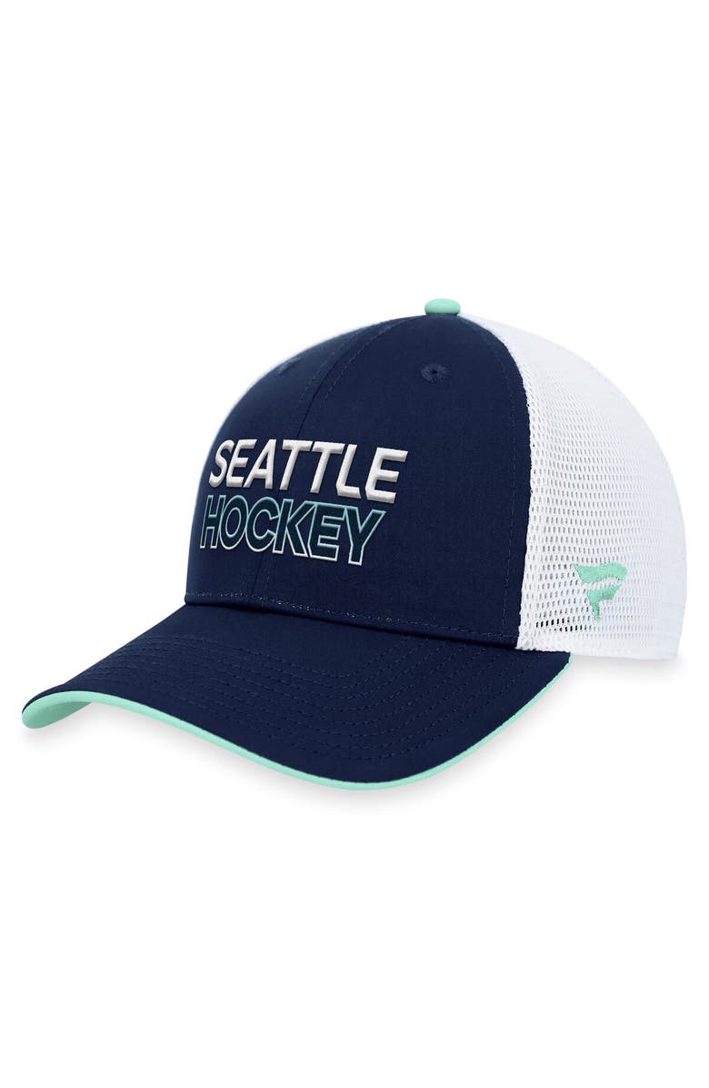 FANATICS Men's Fanatics Branded Deep Sea Blue Seattle Kraken Authentic Pro Rink Trucker Adjustable Hat, Alternate, color, Navy