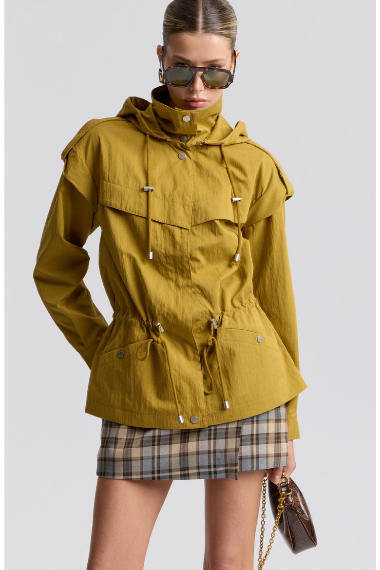 Hooded Drawstring Waist Jacket, Alternate, color, KIWI