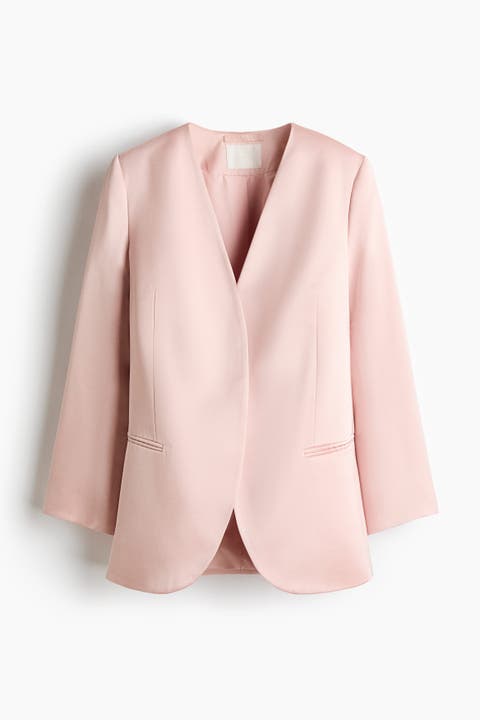 Collarless Satin Blazer